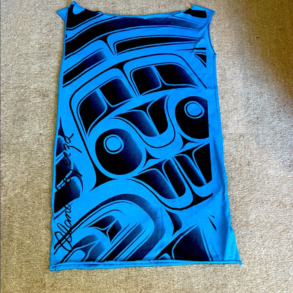 Alano Edzerza Blue and Black Graphic Dress L
